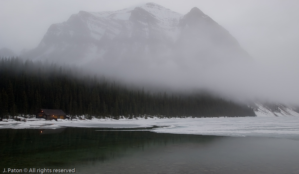 Foggy Morning at Lake Louise   Lake Louise, Banff National Park, Albert, Canada