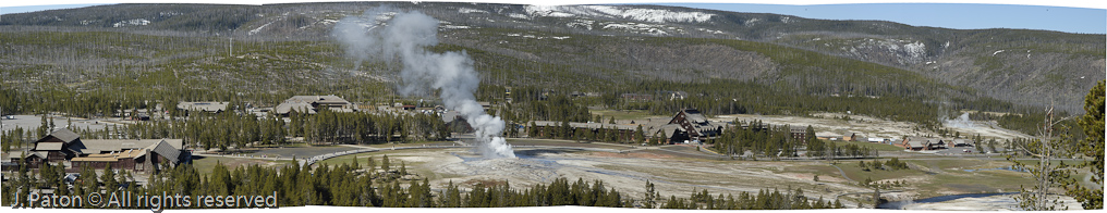 Old Faithful Erupting from Observation Point   Upper Geyser Basin, Yellowstone National Park, Wyoming