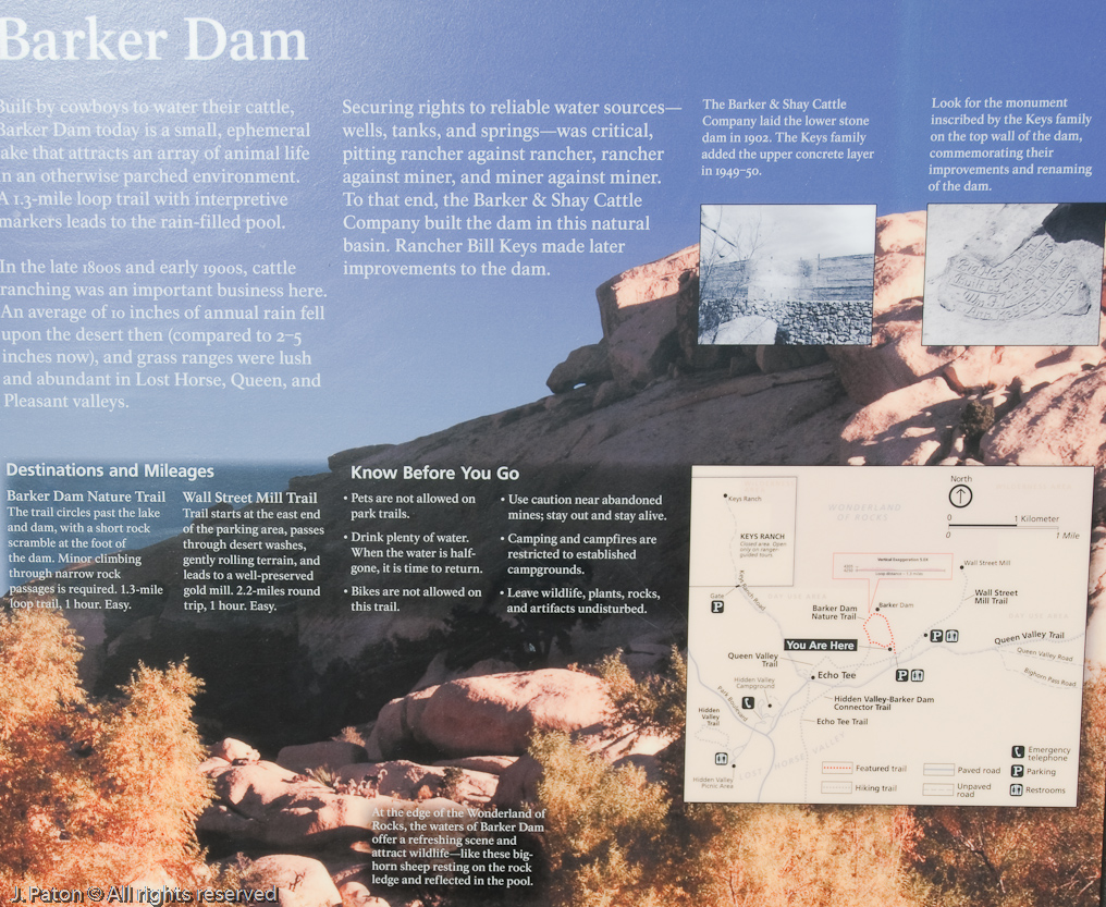 Barker Dam Trail Sign   Joshua Tree National Park, California