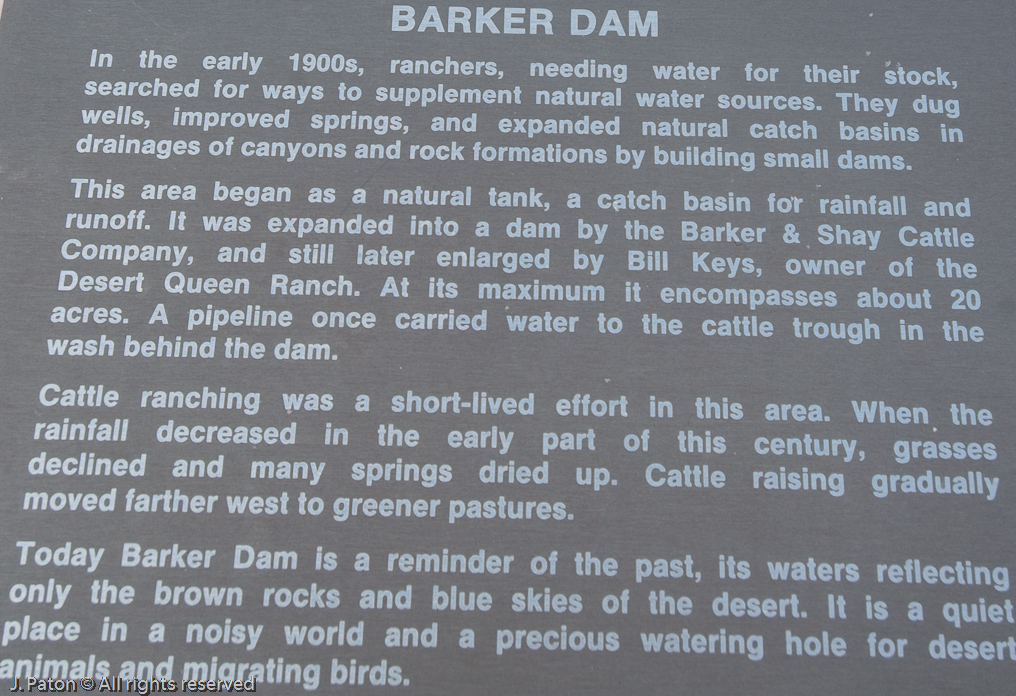Barker Dam Sign   Barker Dam Area, Joshua Tree National Park, California