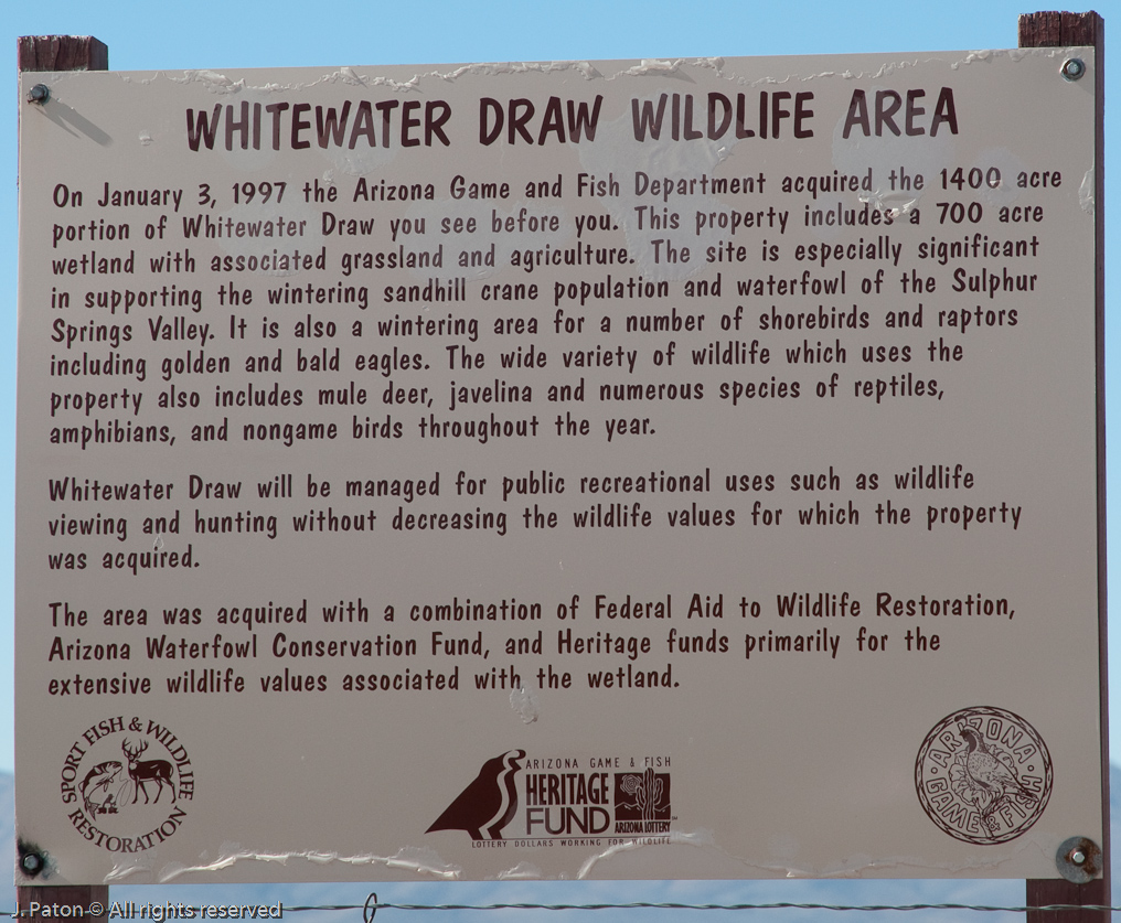 Welcome Sign   Whitewater Draw Wildlife Area, Arizona