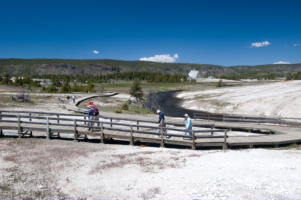 On the Boardwalk behind Old Faithful   Upper Geyser Basin, Yellowstone National Park
