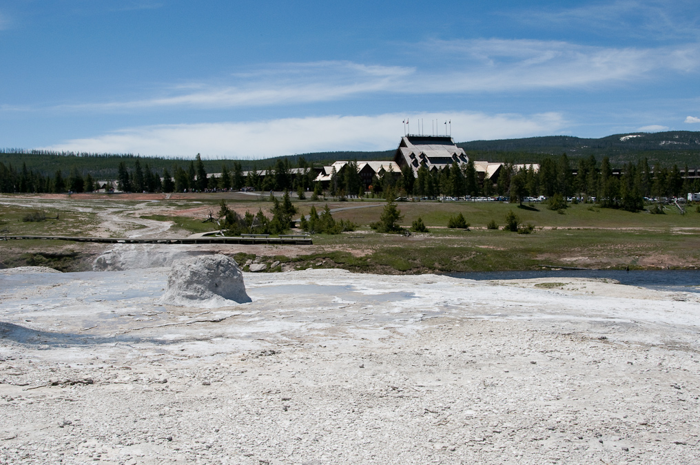 Beehive Geyser and Old Faithful Inn   Upper Geyser Basin, Yellowstone National Park