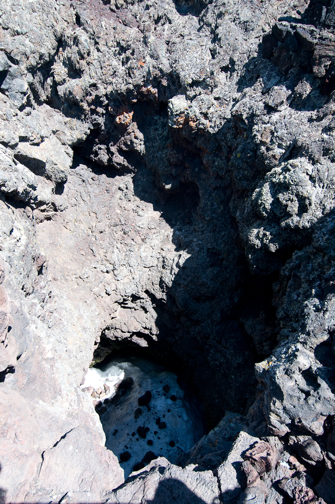 Snow in Splatter Cone   Craters of the Moon National Monument