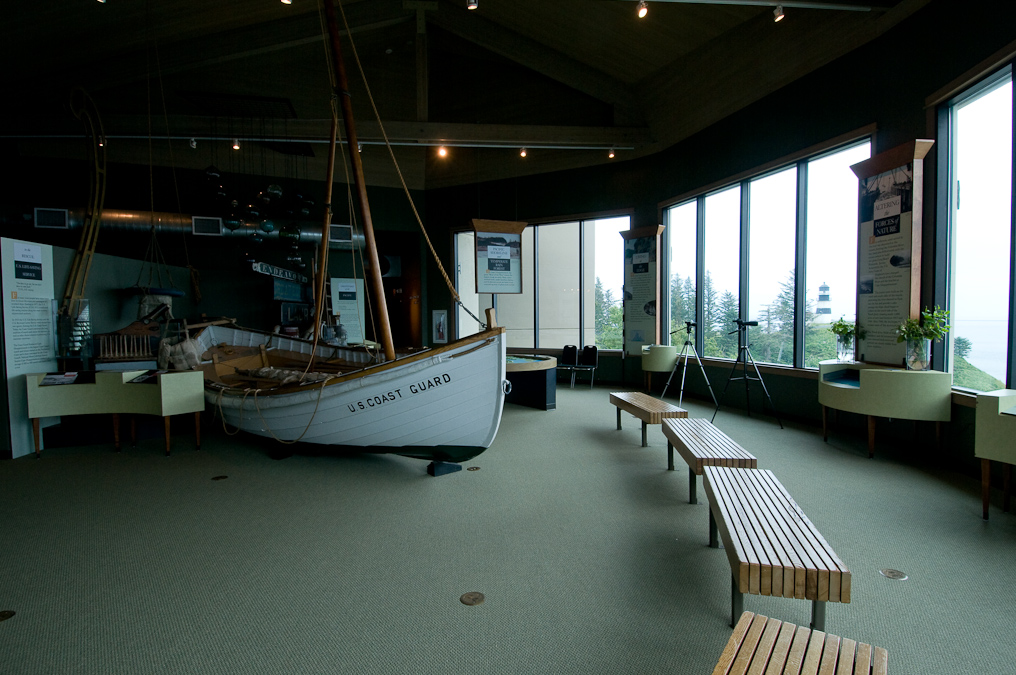Lewis and Clark Interpretive Center; Lighthouse through the Window   Cape Disappointment Washington State Park