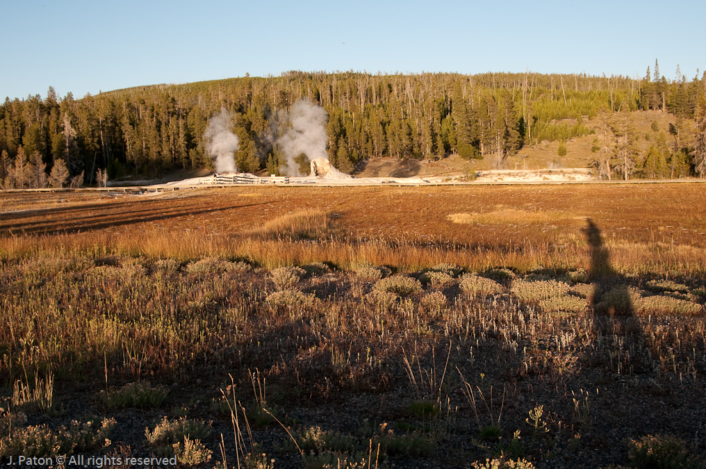 Giant Geyser and my Late Afternoon Shadow   Upper Geyser Basin, Yellowstone National Park, Wyoming