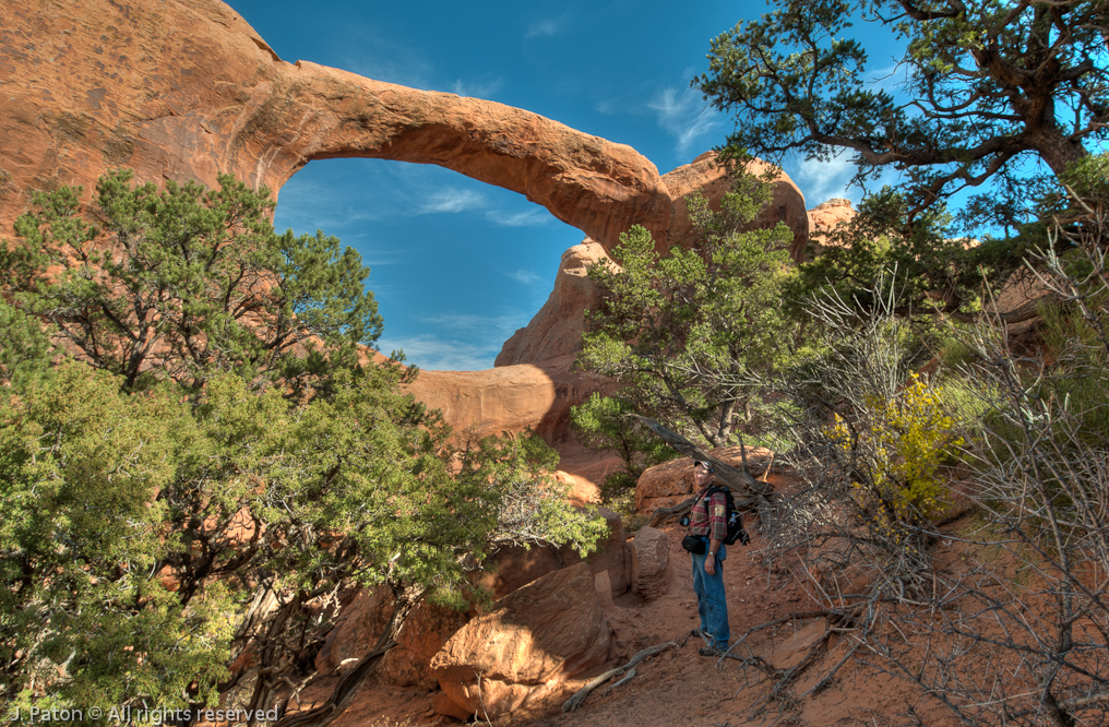 Bob at Double O Arch   Devils Garden Trail, Arches National Park, Utah