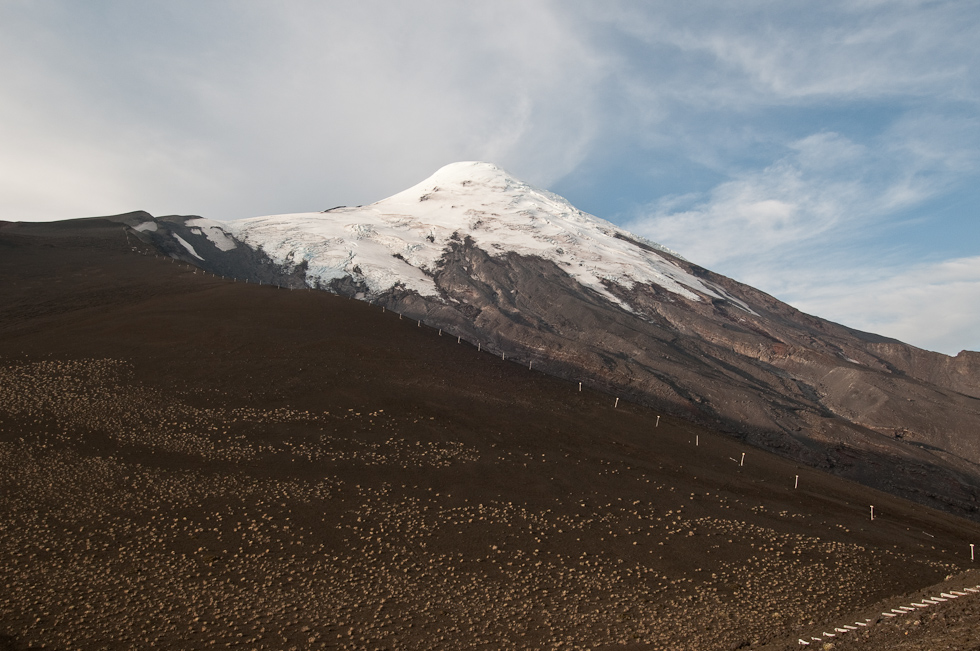 Osorno Peak Finally in Sunlight   Osorno Volcano, Lake District, Chile