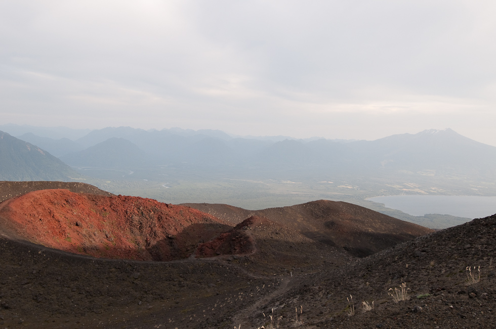 Red Crater and Lake Llanquihue,    Osorno Volcano, Lake District, Chile