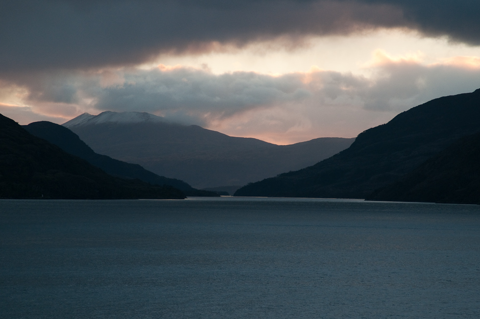 Early Morning Through the Narrowest Passage   Chilean Fjords