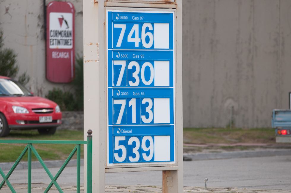 Gas Prices -- Lowest Octange is our Highest   Puerto Natales, Chile