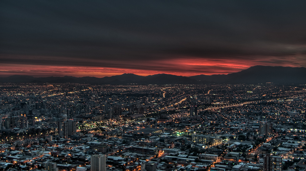 Santiago Sunset from Cerro San Cristobal   Santiago, Chile