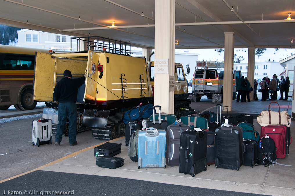 Loading Luggage   Mammoth Hot Springs Hotel, Yellowstone National Park, Wyoming