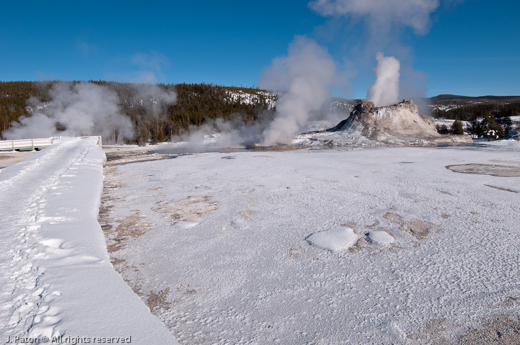 Castle Geyser and Snow   Old Faithful Area, Yellowstone National Park, Wyoming