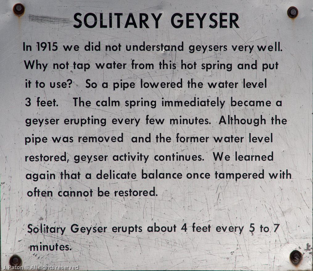 Solitary Geyser Sign   Old Faithful Area, Yellowstone National Park, Wyoming