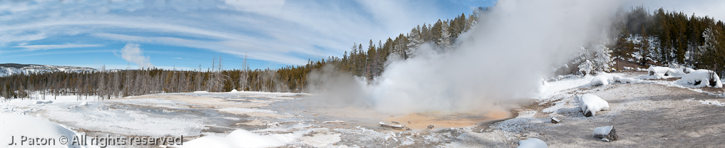 Solitary Geyser Panoramic   Old Faithful Area, Yellowstone National Park, Wyoming