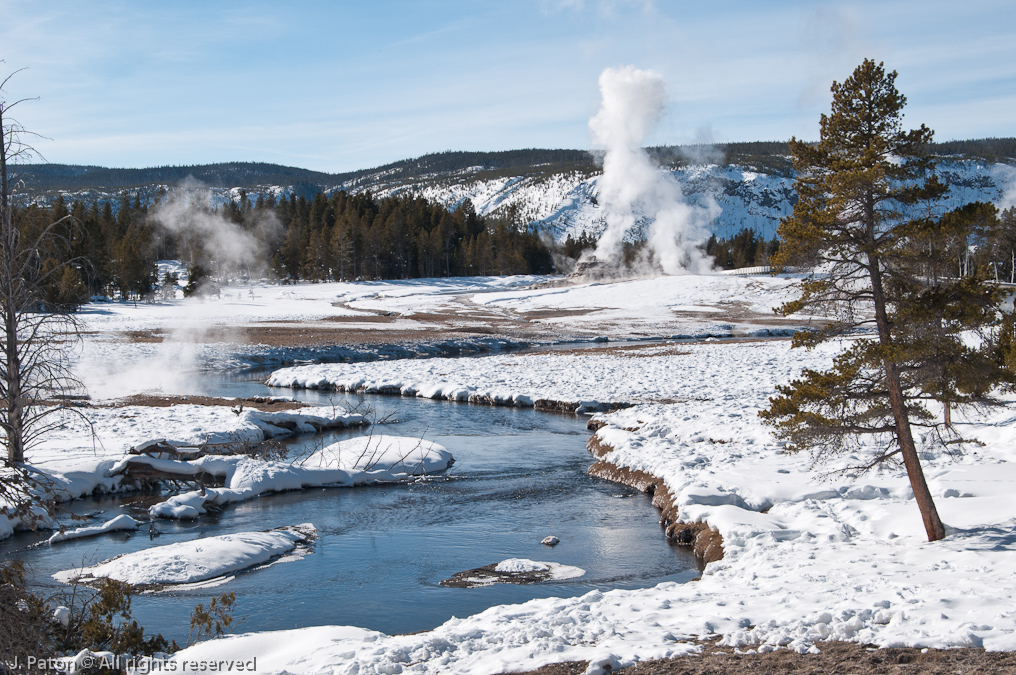 Firehole River and Castle Geyser   Old Faithful Area, Yellowstone National Park, Wyoming