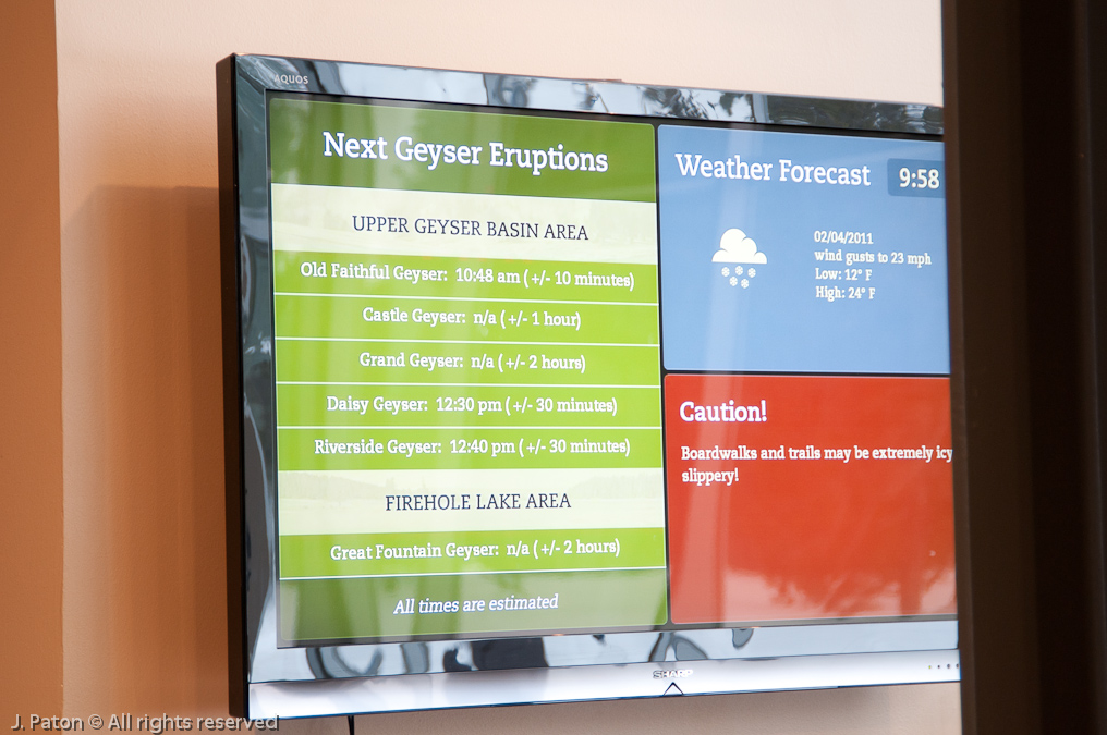 New Geyser Eruption Prediction Sign   Old Faithful Area, Yellowstone National Park, Wyoming