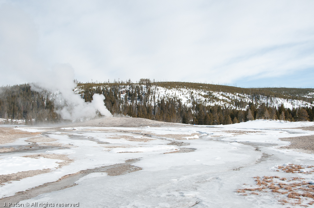 Old Faithful with Observation Point in the Background   Old Faithful Area, Yellowstone National Park, Wyoming